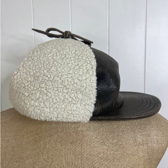 NWT Maison Michel Paris "Milton" Leather and Shearling Trapper Hat Size L - Picture 2 of 6
